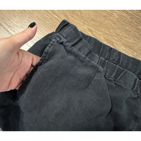 J Jill Love Linen Ankle Crop Pants Size Large TALL Black Elastic Waist Pockets - Picture 7 of 11